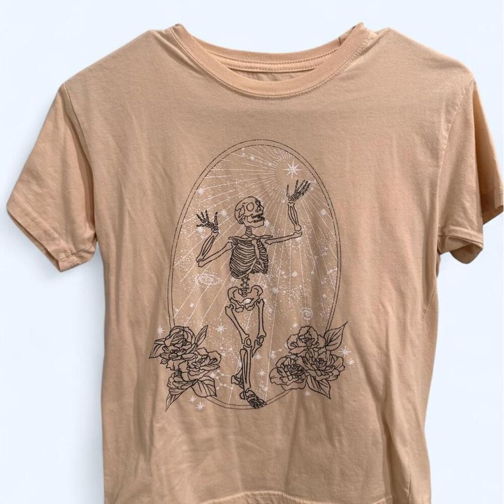 Mighty-fine Women's Tan and Cream T-shirt